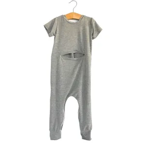 Grey Bamboo Lyocell Romper with G-Tube Access
