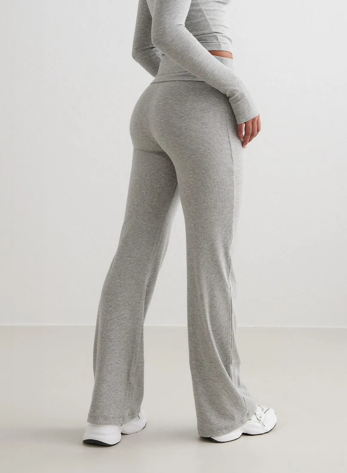 Grey Melange Ease Ribbed Pants