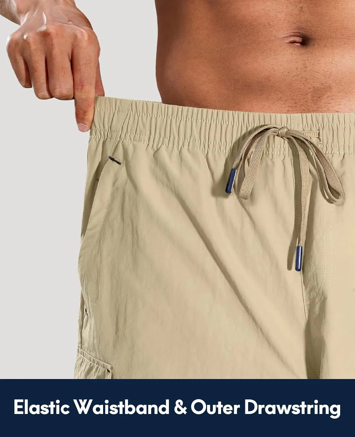 Haimont Men's Hiking Cargo Shorts 7 Inch with Zipper Pockets Quick Dry Lightweight Outdoor Camping Travel, Water Resistant