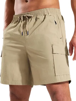 Haimont Men's Hiking Cargo Shorts 7 Inch with Zipper Pockets Quick Dry Lightweight Outdoor Camping Travel, Water Resistant