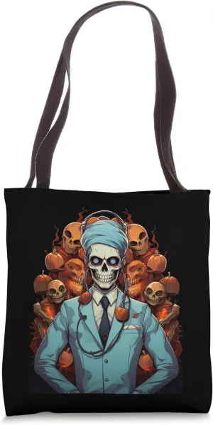 Halloween Doctor Skull Spooky Pumpkin Scary Costume Party Tote Bag