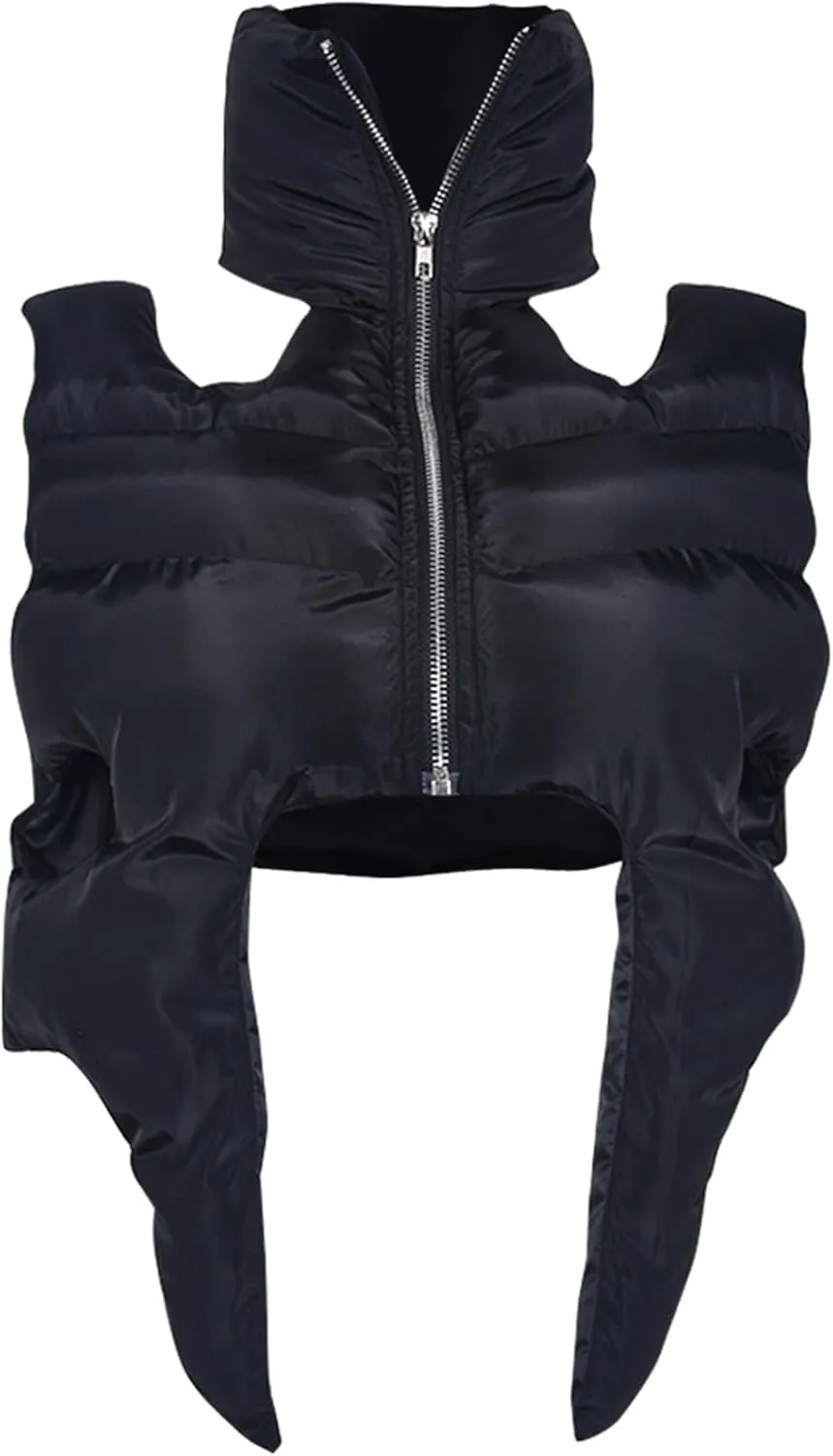 Heated Vest Coat Women Fall Winter Fashion Irregular Zipper Cropped Quilted Jacket Dressy Hollow Going Out Womens Tops