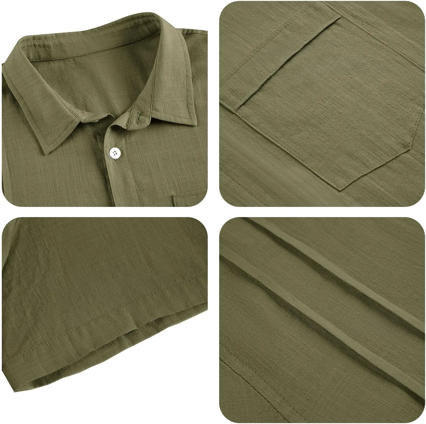Hestenve Mens Short Sleeve Cuban Camp Guayabera Shirt Linen Cotton Hippie Beach Button Down Shirts