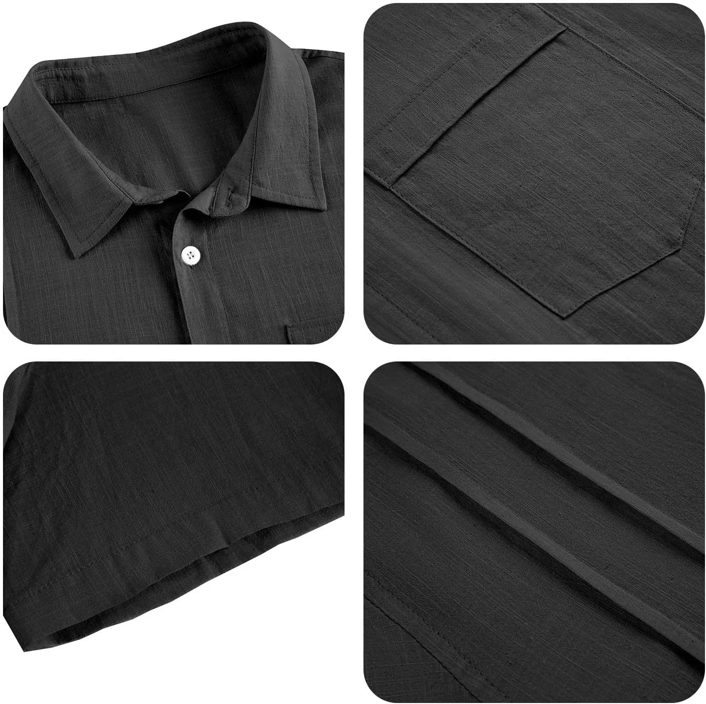 Hestenve Mens Short Sleeve Cuban Camp Guayabera Shirt Linen Cotton Hippie Beach Button Down Shirts