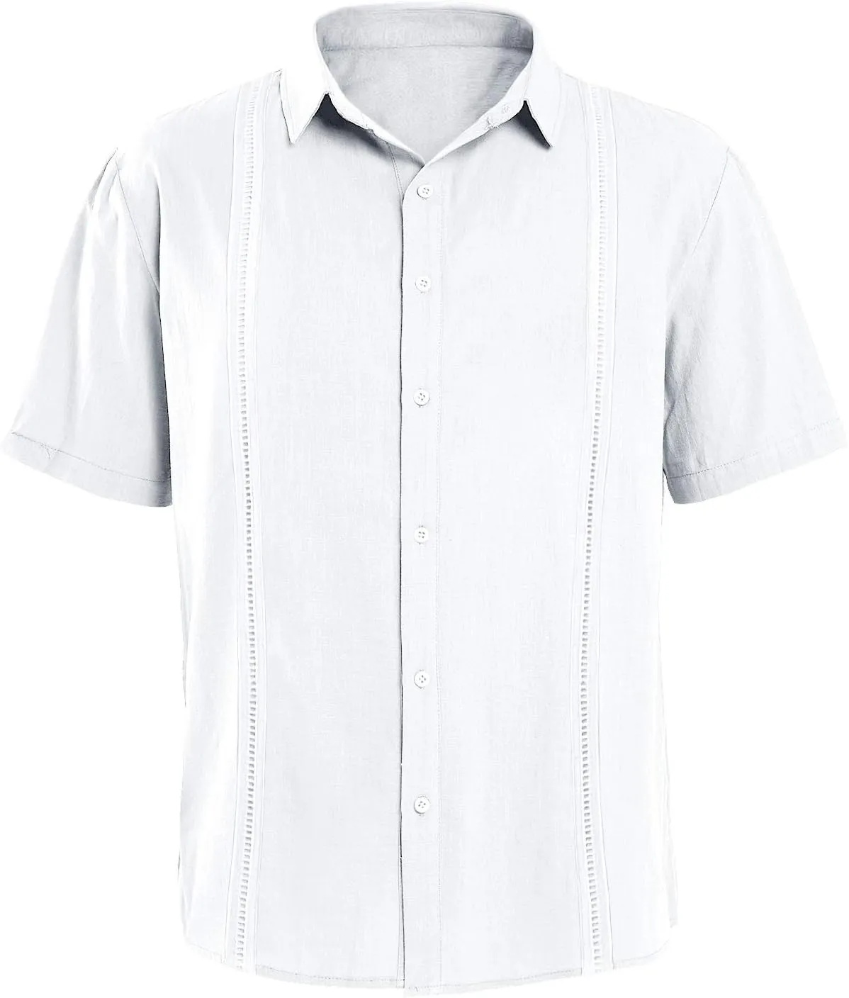 Hestenve Mens Short Sleeve Cuban Camp Guayabera Shirt Linen Cotton Hippie Beach Button Down Shirts