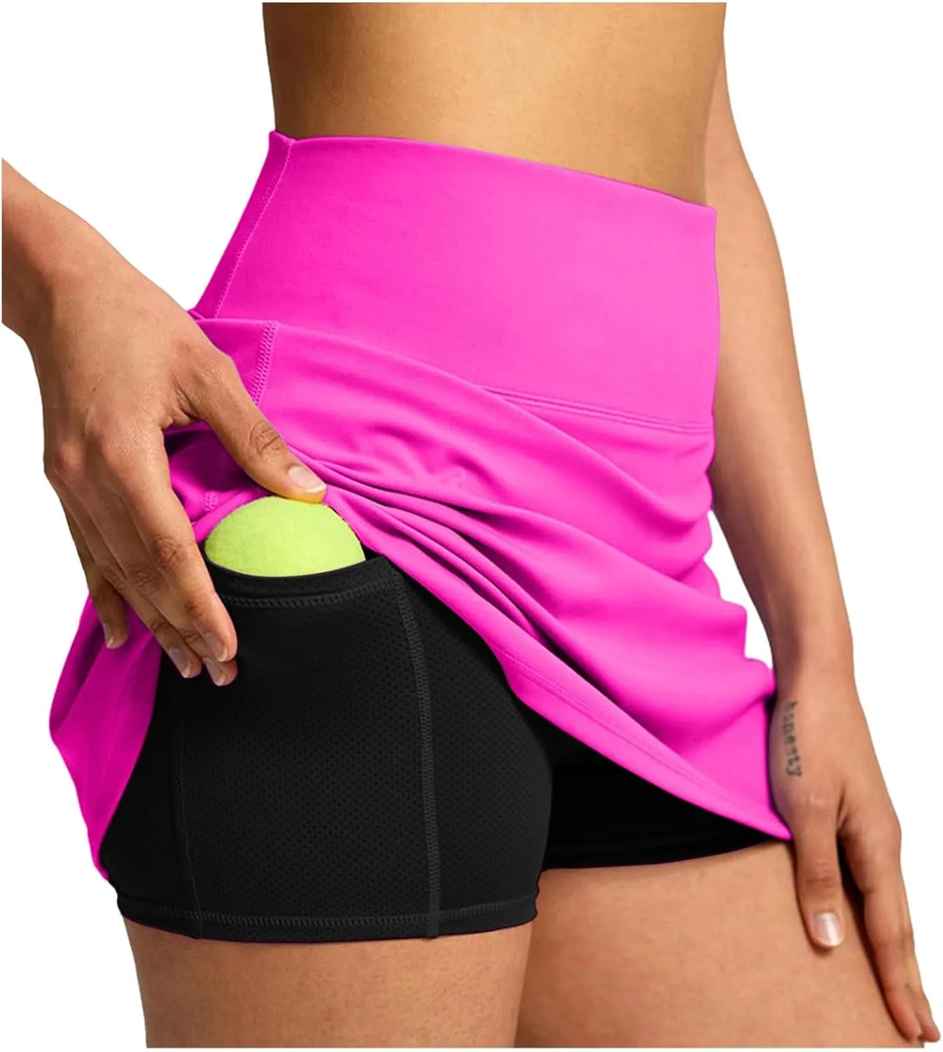 Hiking Shorts Women Workout Double Layered Pleats Running Athletic Yoga Shorts with Pockets High Waisted Lounge Skorts