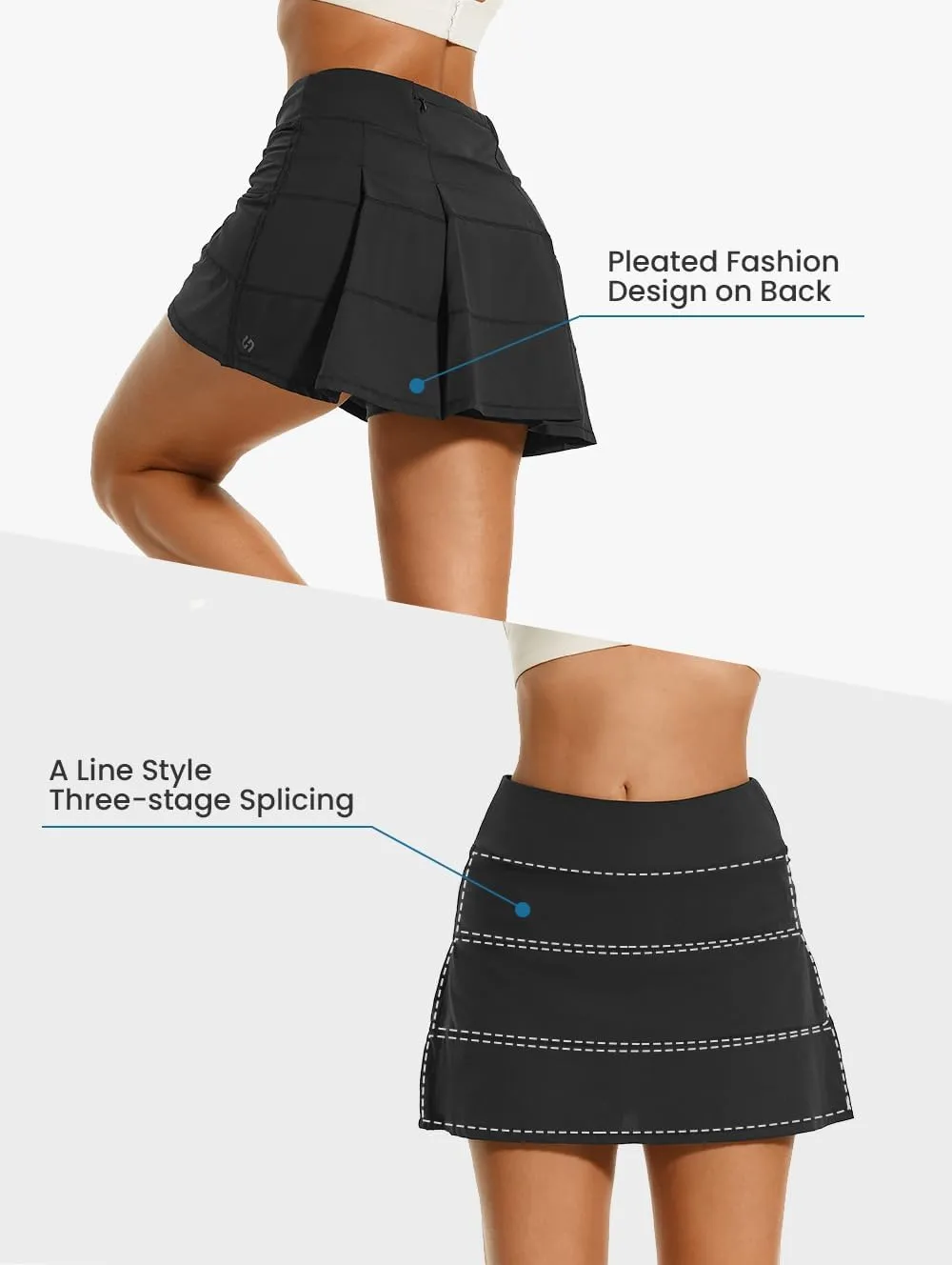 HODOSPORTS Womens Tennis Skirt Pleated Golf Skort with Pockets Athletic Skirt