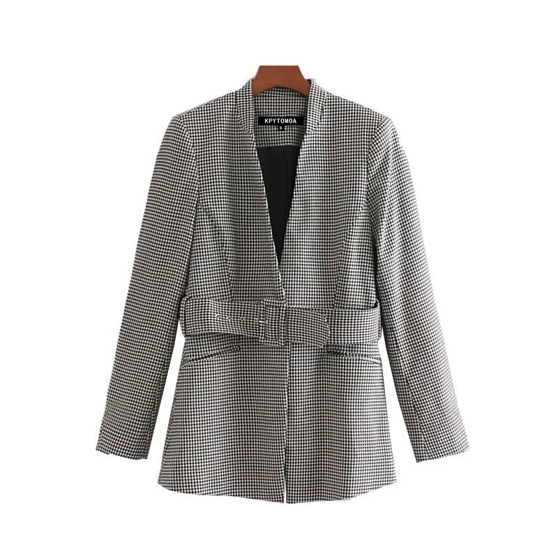 HOUNDSTOOTH BLAZER WITH BELT