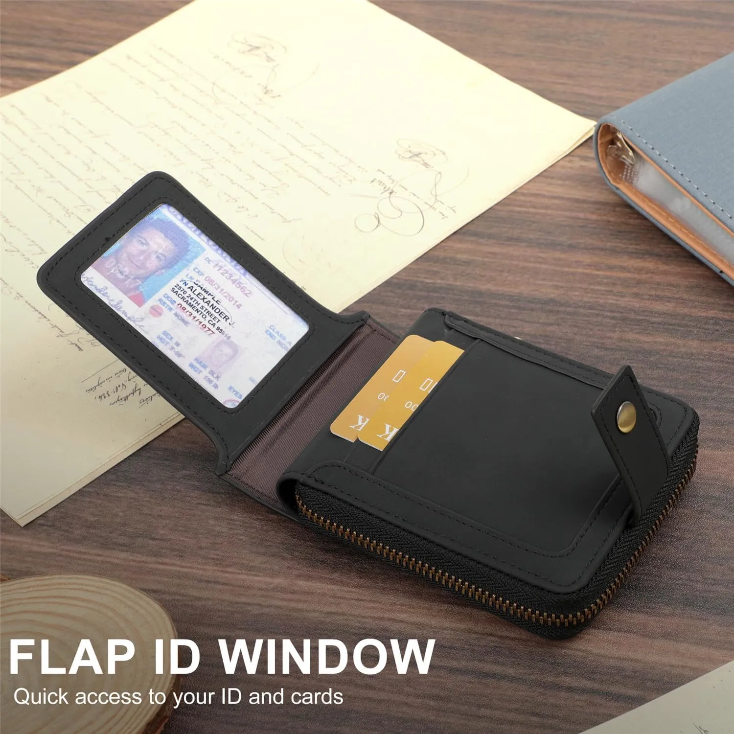 Huztencor Zipper Wallet Men RFID Blocking Leather Bifold Credit Card Wallets (FBA)