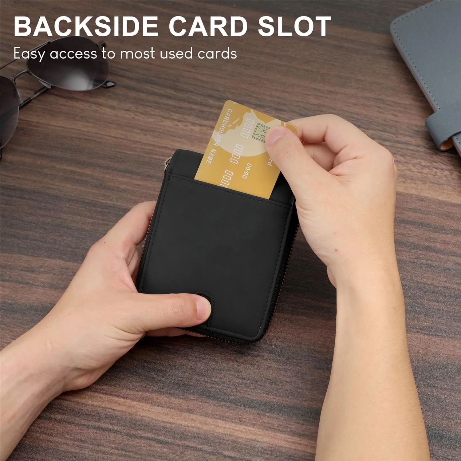 Huztencor Zipper Wallet Men RFID Blocking Leather Bifold Credit Card Wallets (FBA)