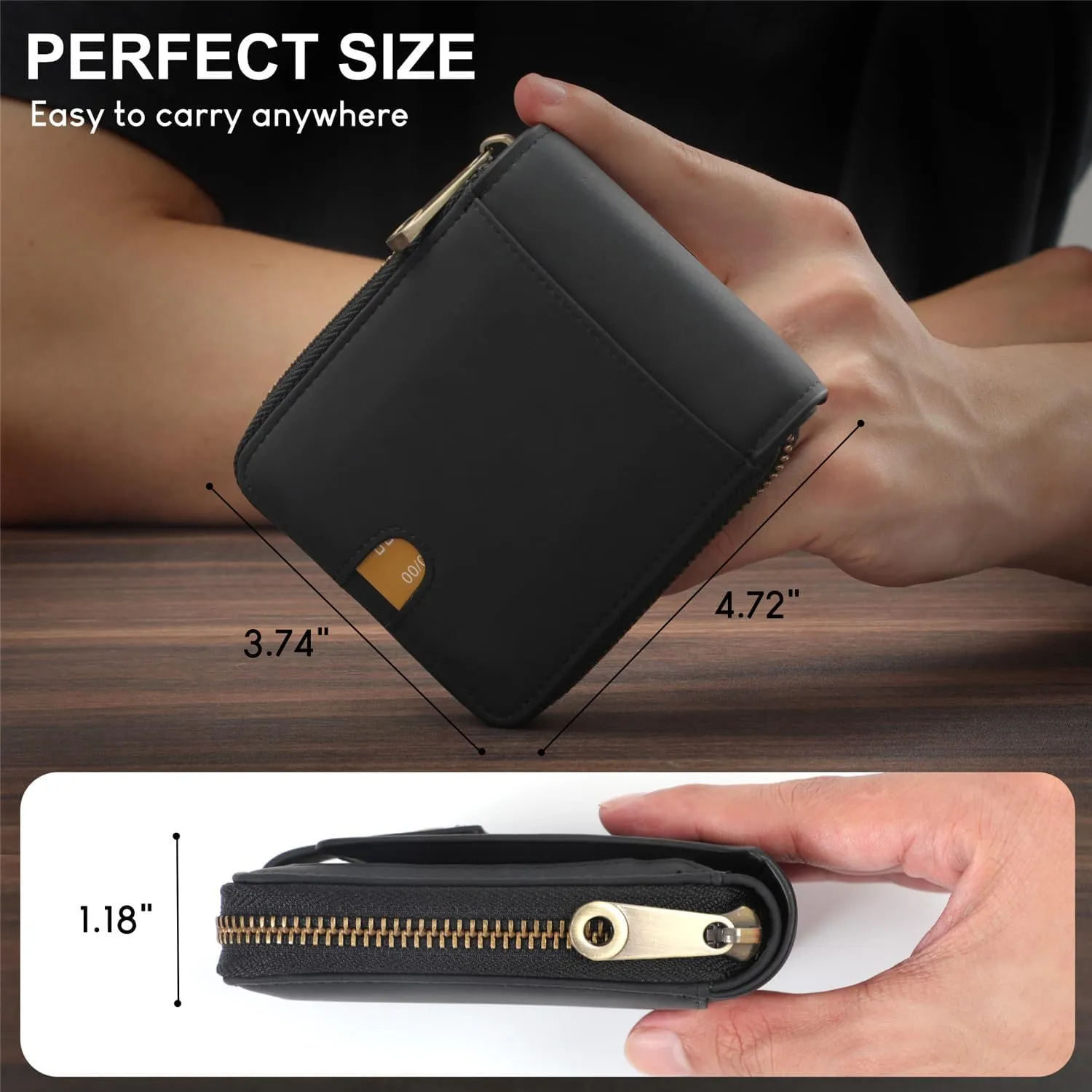 Huztencor Zipper Wallet Men RFID Blocking Leather Bifold Credit Card Wallets (FBA)