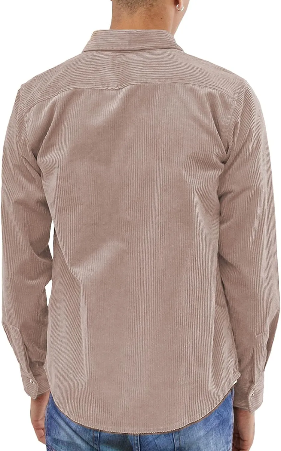 JMIERR Men's Corduroy Button Down Shirts Casual Long Sleeve Shacket Jacket with Flap Pockets