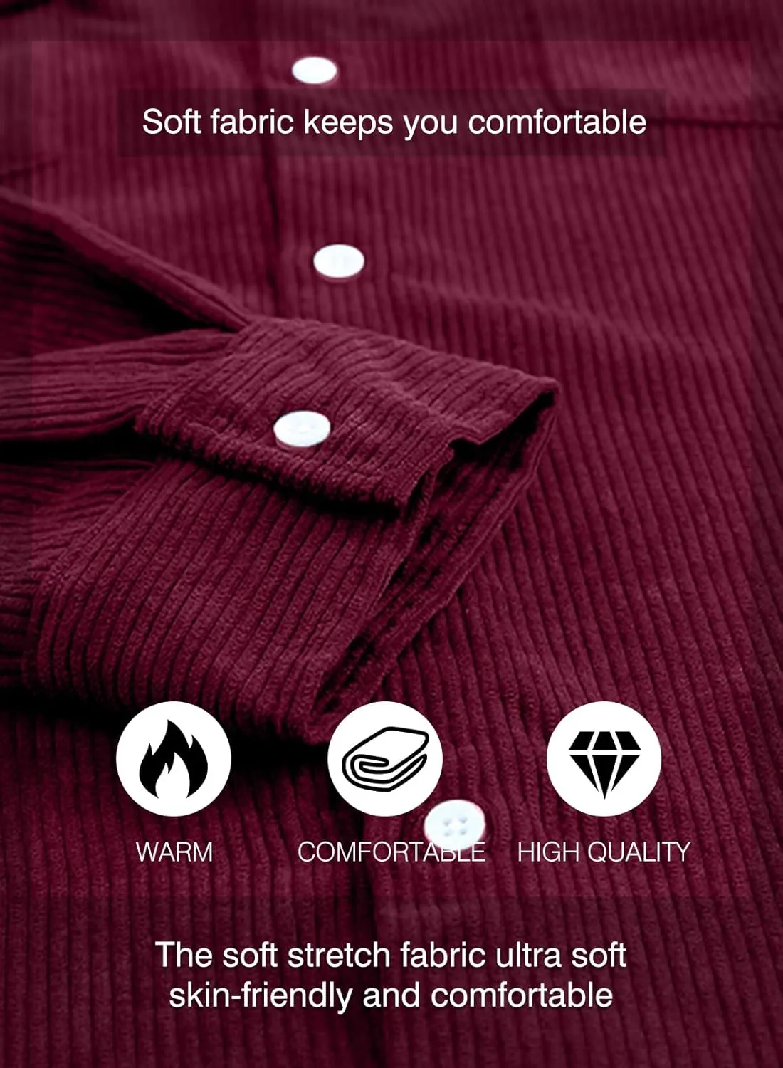 JMIERR Men's Corduroy Button Down Shirts Casual Long Sleeve Shacket Jacket with Flap Pockets