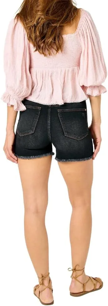 Judy Blue Black High Waist Tummy Control Fray Hem Shorts