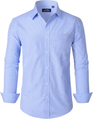 J.VER Men's Button Down Shirts Long Sleeve Dress Shirt Business Casual Cotton Collared Plaid Tops with Pocket