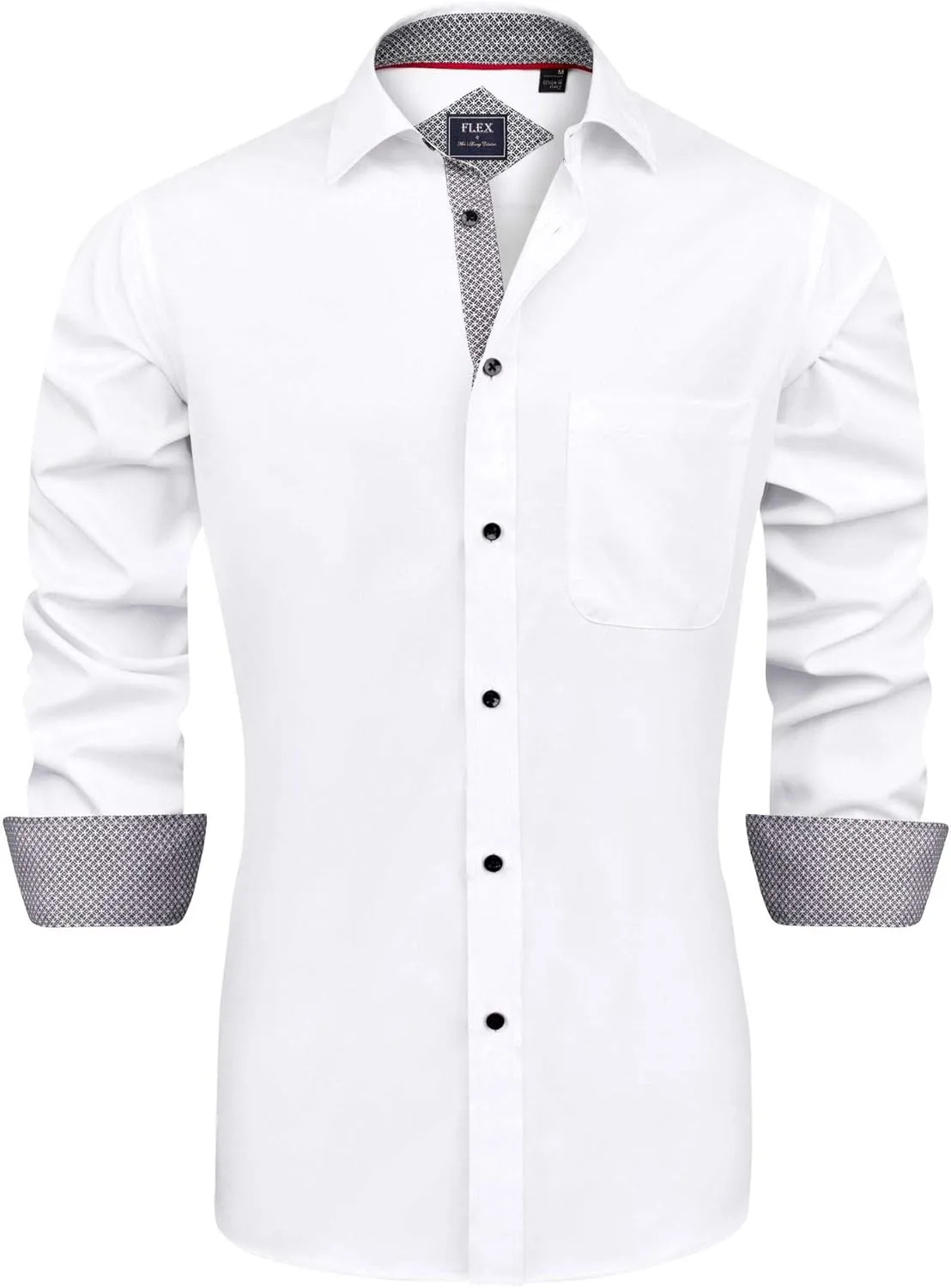 J.VER Men's Casual Long Sleeve Stretch Dress Shirt Wrinkle-Free Regular Fit Button Down Shirts