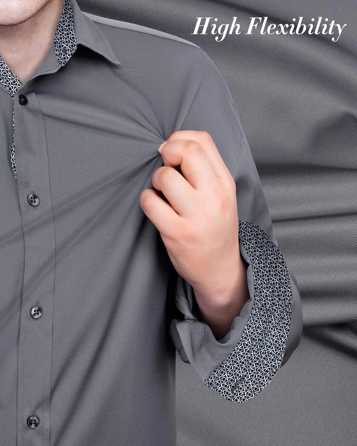 J.VER Men's Casual Long Sleeve Stretch Dress Shirt Wrinkle-Free Regular Fit Button Down Shirts