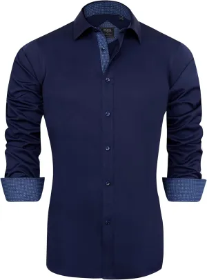 J.VER Men's Casual Long Sleeve Stretch Dress Shirt Wrinkle-Free Regular Fit Button Down Shirts