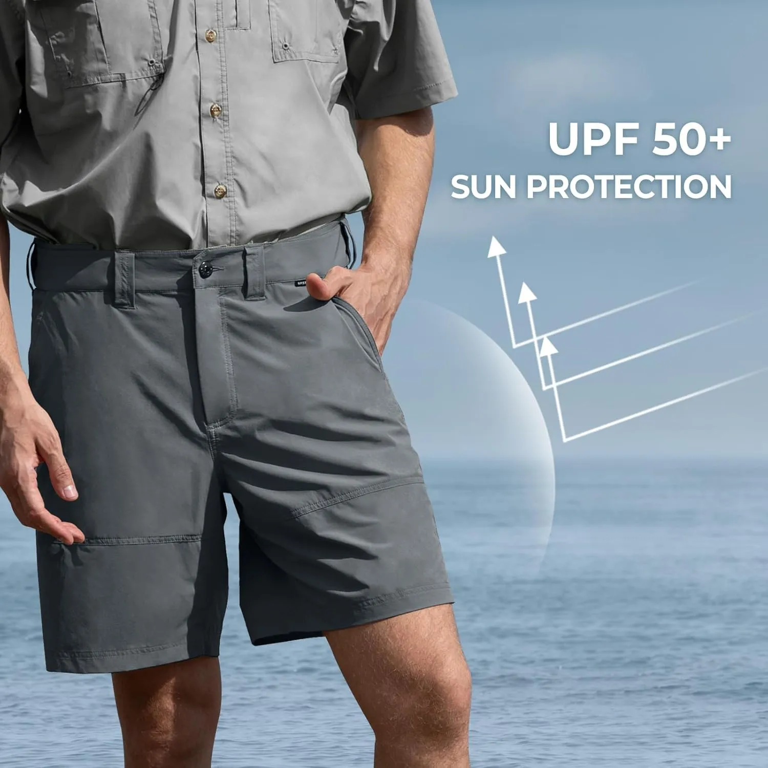 KastKing Cool Caster Men's Fishing Shorts, UPF 50  Hiking Shorts, 10.5 and 7.5 Available, Water Repellent, 4-Way Stretch