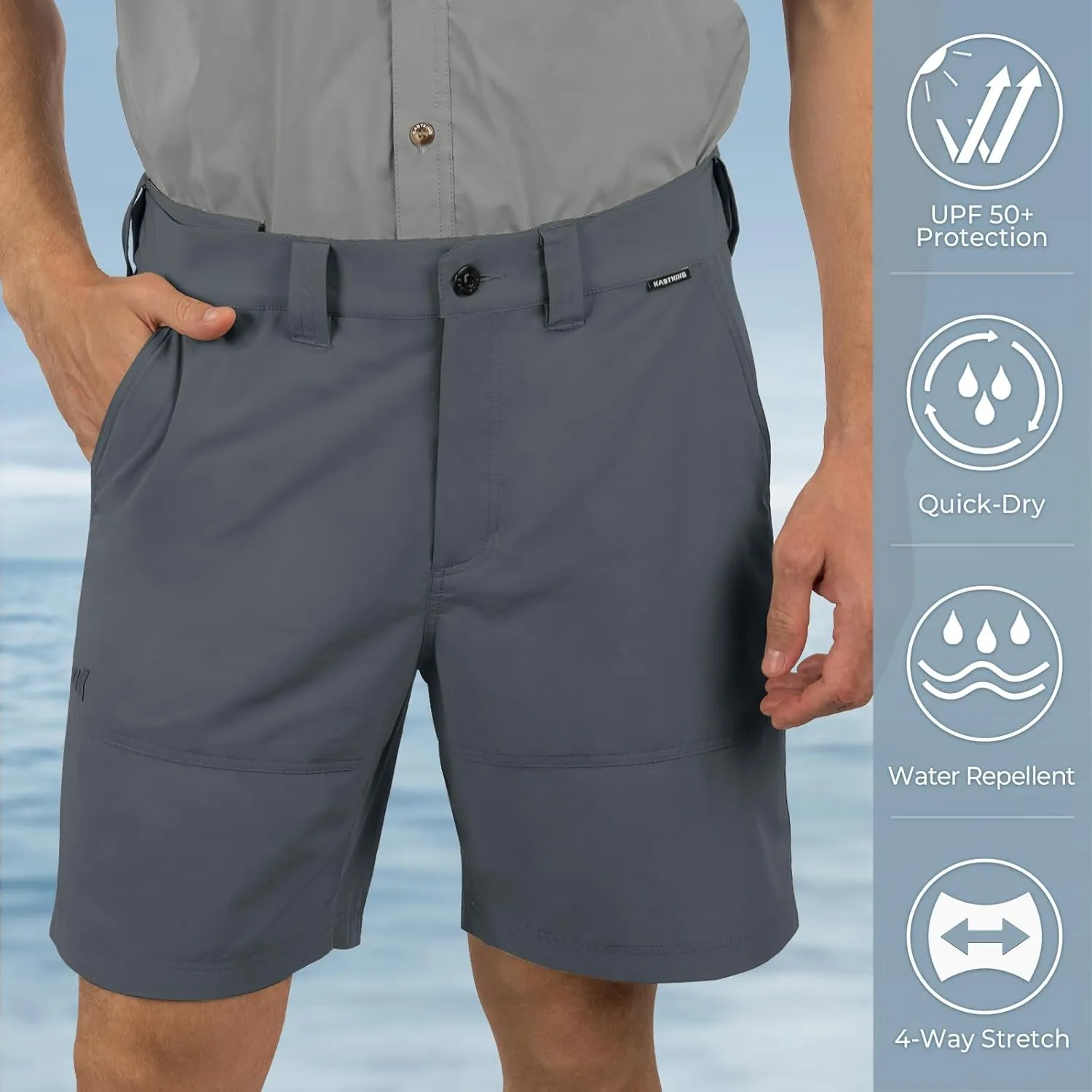 KastKing Cool Caster Men's Fishing Shorts, UPF 50  Hiking Shorts, 10.5 and 7.5 Available, Water Repellent, 4-Way Stretch