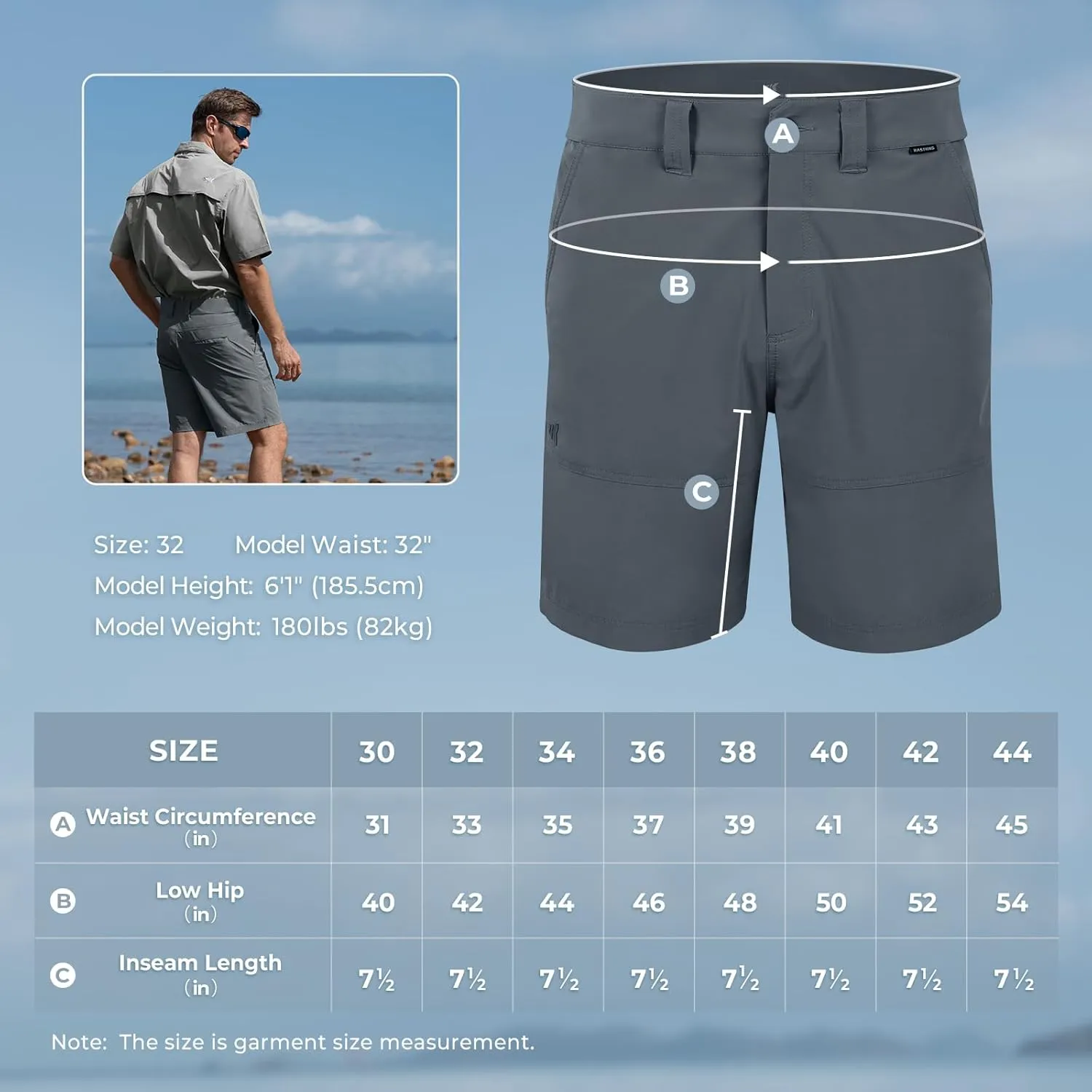 KastKing Cool Caster Men's Fishing Shorts, UPF 50  Hiking Shorts, 10.5 and 7.5 Available, Water Repellent, 4-Way Stretch
