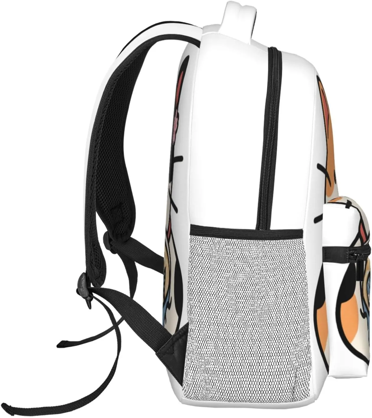 Kawaii Cat Ramen Noodles Pattern Casual Backpack 16" Large Capacity Laptop Backpack Adjustable Straps Business Daypack Bag For Travel, Work & Outdoor, Adults