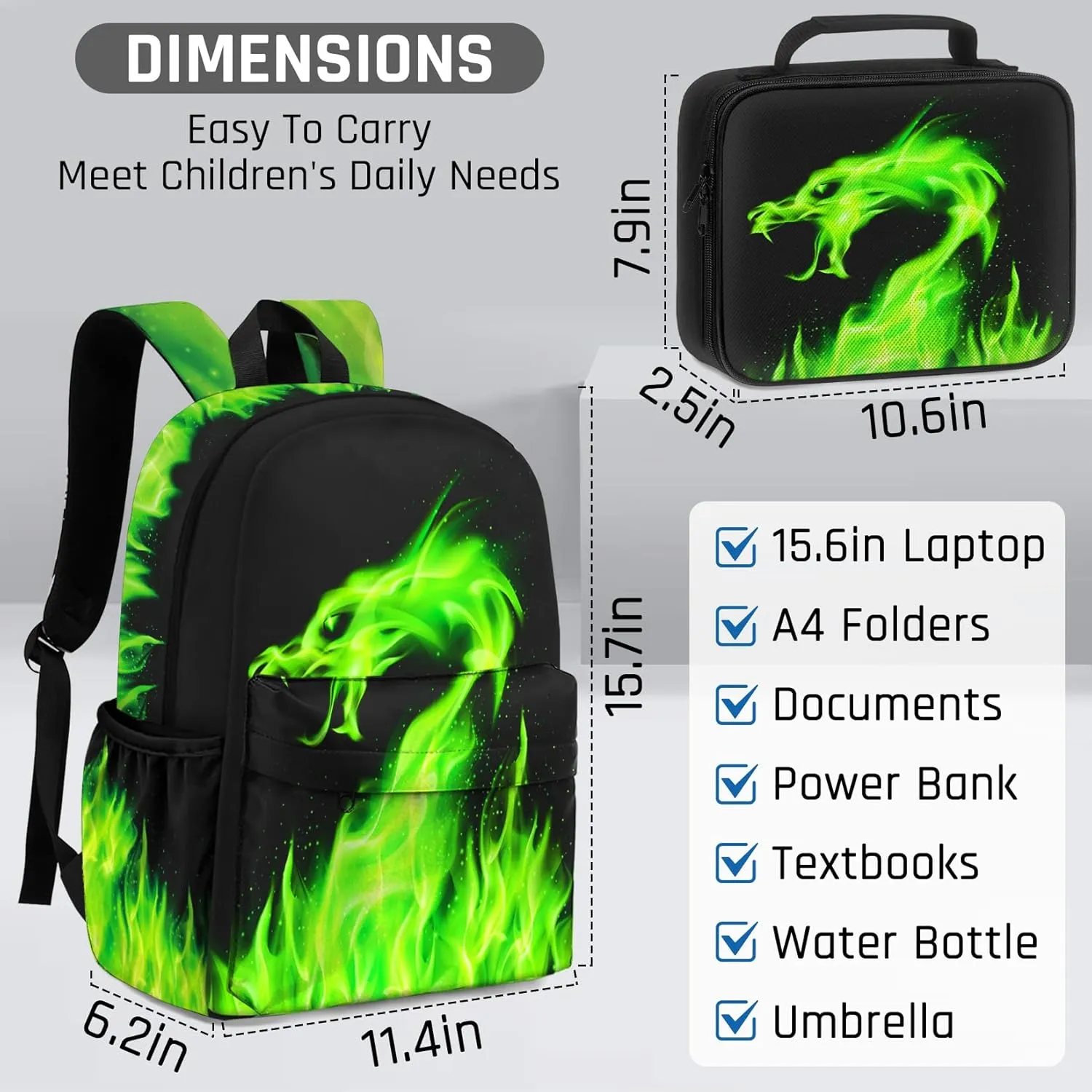 Kids Backpack for Boys3PCS Boys Backpack with Lunch Box Set for Children Elementary Middle School StudentsLightweight School Bookbag for Travel and Daily Use