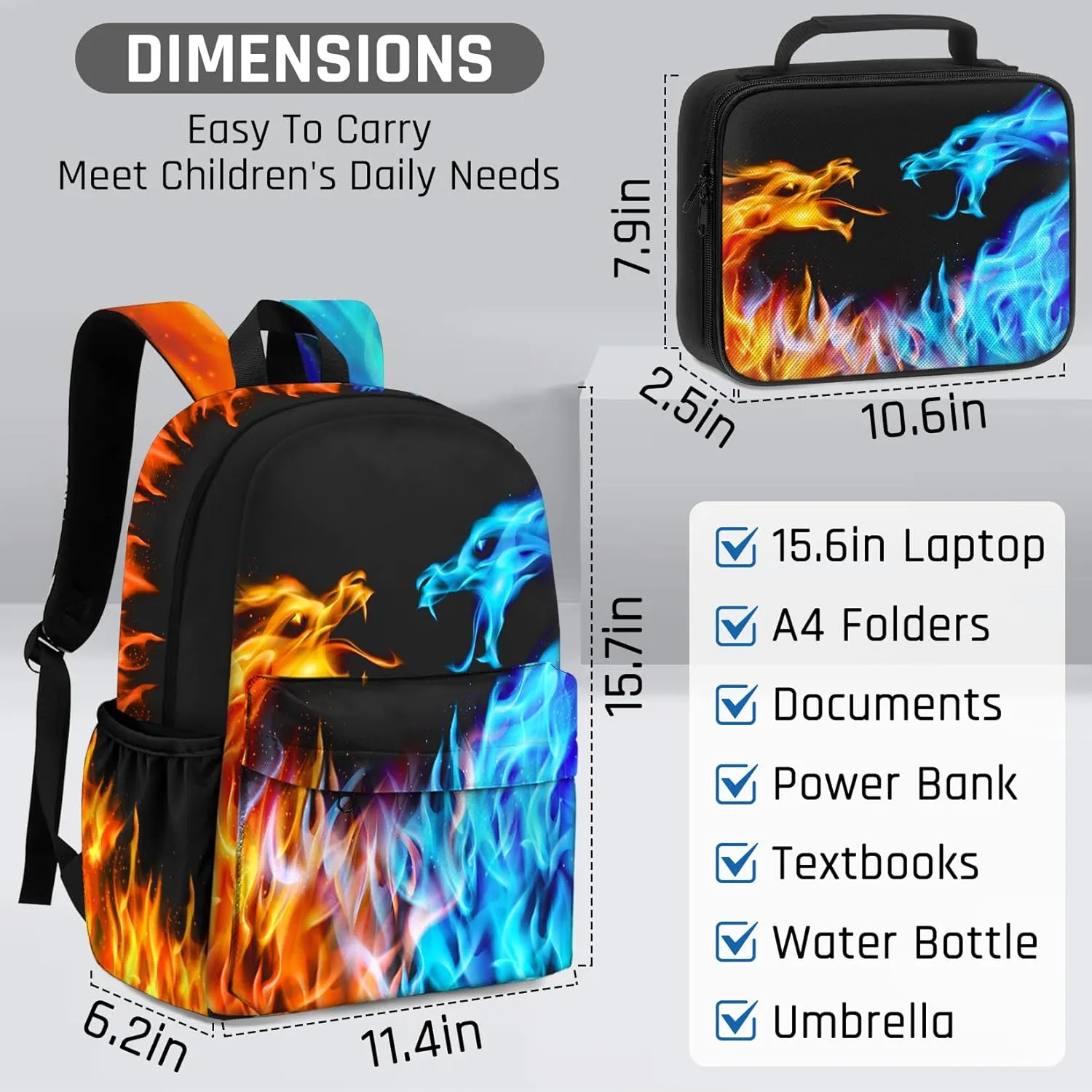 Kids Backpack for Boys3PCS Boys Backpack with Lunch Box Set for Children Elementary Middle School StudentsLightweight School Bookbag for Travel and Daily Use