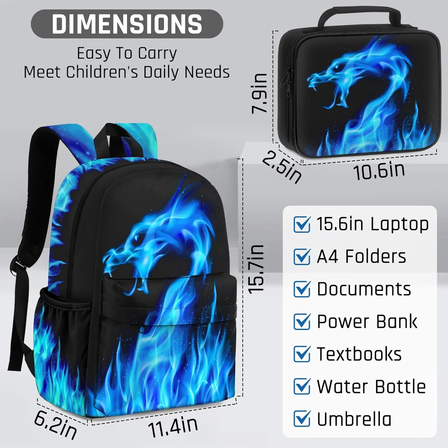 Kids Backpack for Boys3PCS Boys Backpack with Lunch Box Set for Children Elementary Middle School StudentsLightweight School Bookbag for Travel and Daily Use