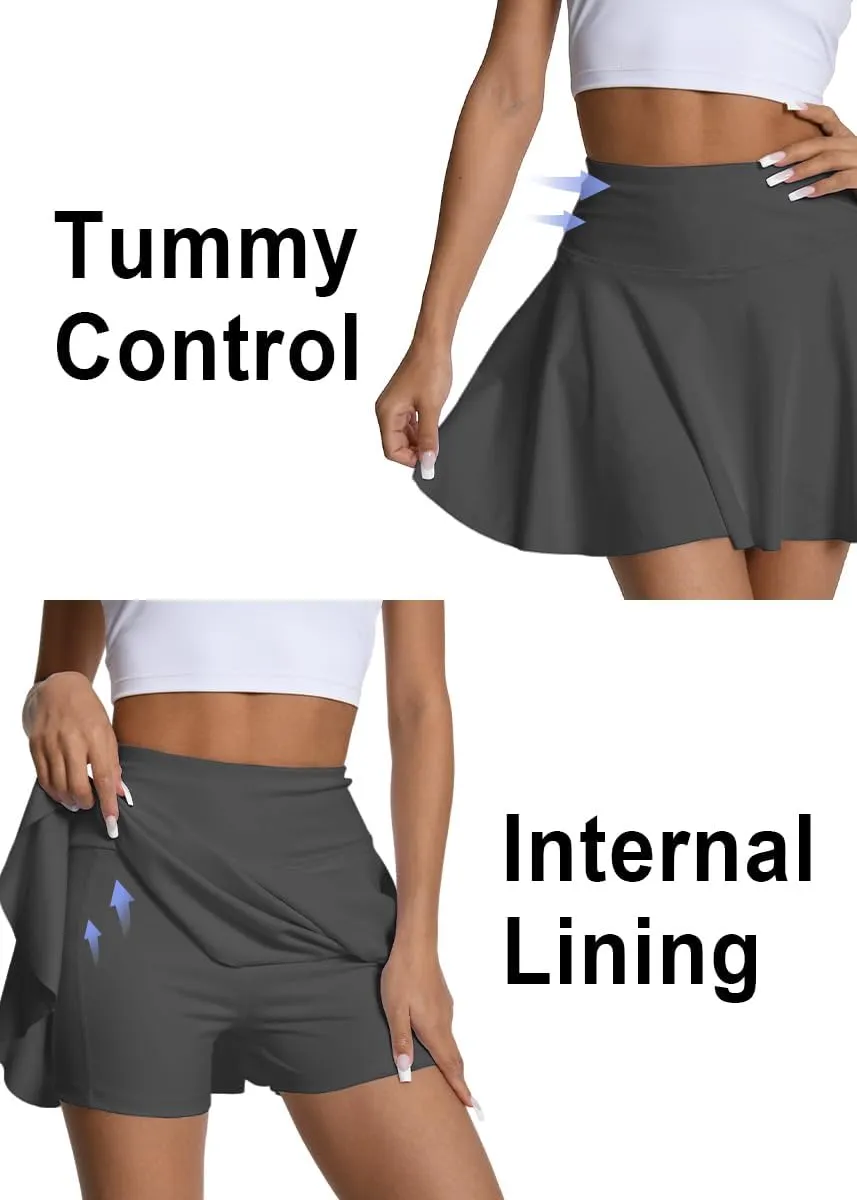 KOKITA Tennis Skirts for Women -with Internal Pocket Pleated High Waisted Athletic Golf Skorts Workout Dress Running Skort
