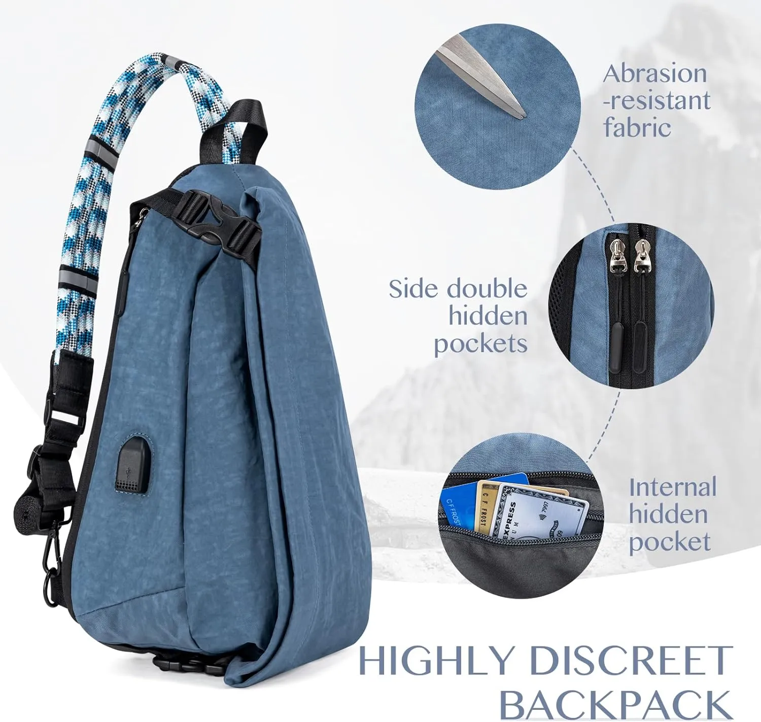 Large Sling Bag Nylon Purse Crossbody Bags for Women Waterproof Shoulder Bag for Women Men Travel Hiking