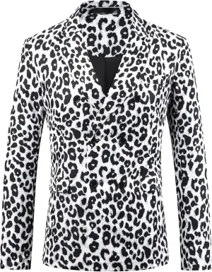 Lars Amadeus Animal Printed Blazer for Men's Festival Peak Lapel Double-Breasted Sport Coat Festival Suit Jacket