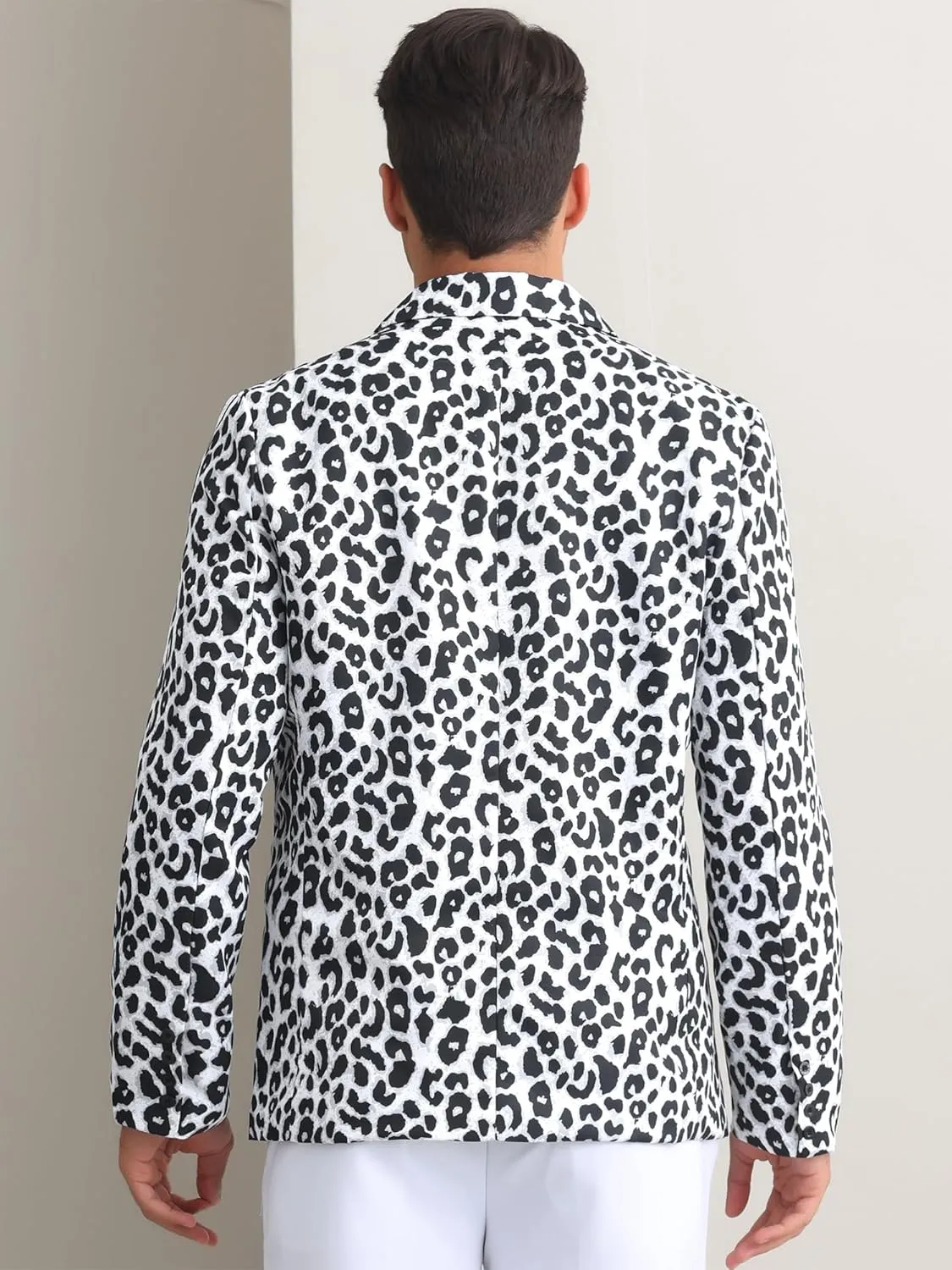 Lars Amadeus Animal Printed Blazer for Men's Festival Peak Lapel Double-Breasted Sport Coat Festival Suit Jacket