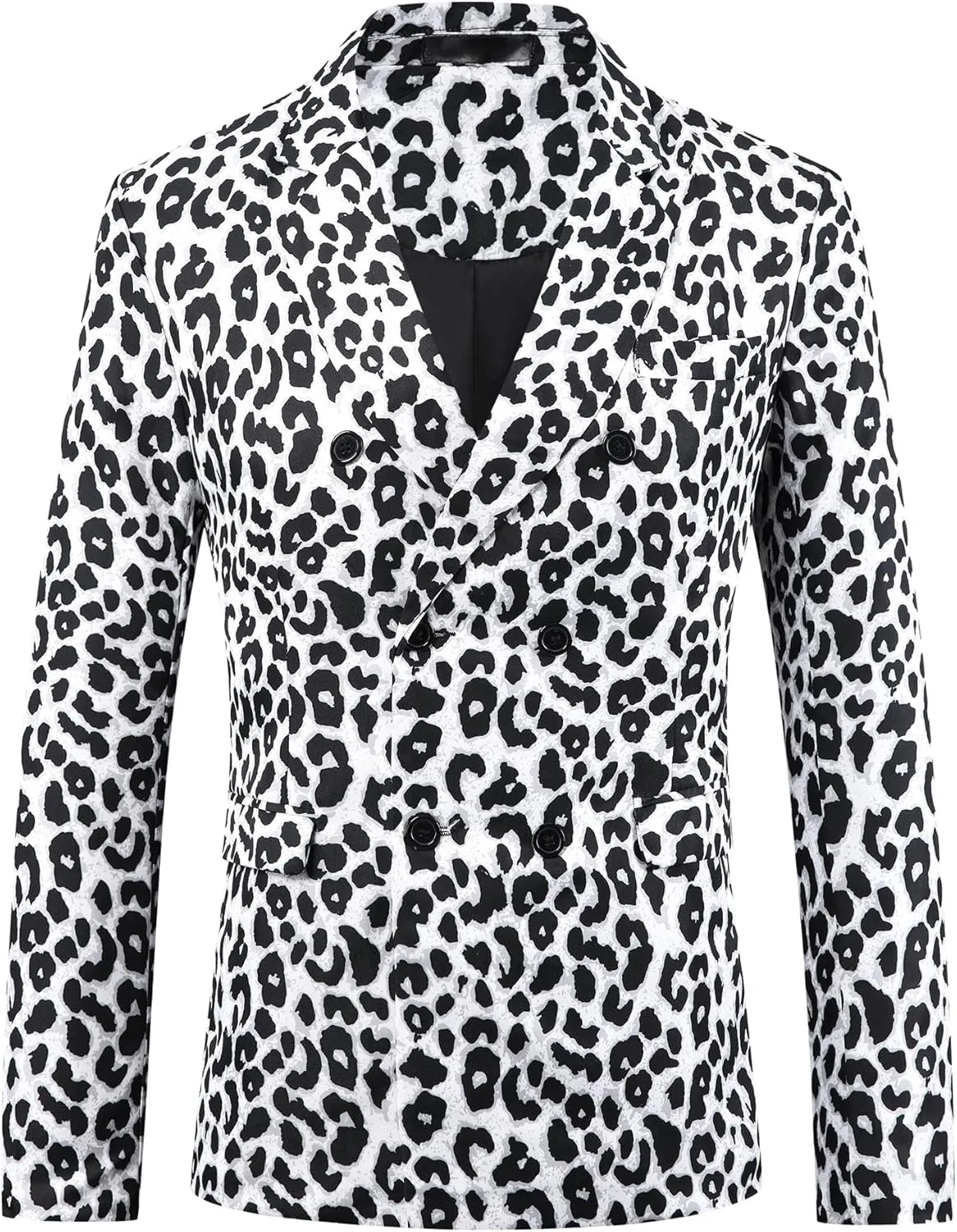 Lars Amadeus Animal Printed Blazer for Men's Festival Peak Lapel Double-Breasted Sport Coat Festival Suit Jacket