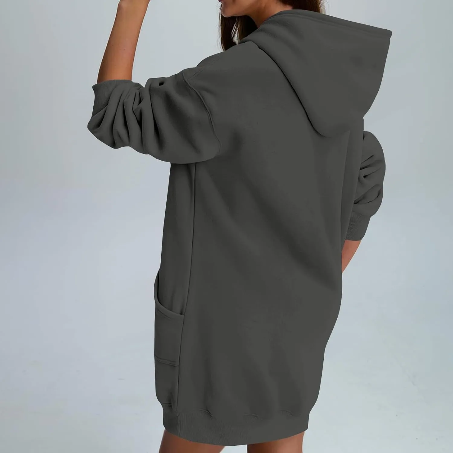 lcyhony Women's Fleece Oversized Sweatshirt Y2k Loose Comfy Hoodie Dress Winter Warm Long Sleeve Pullover Tops with Pockets