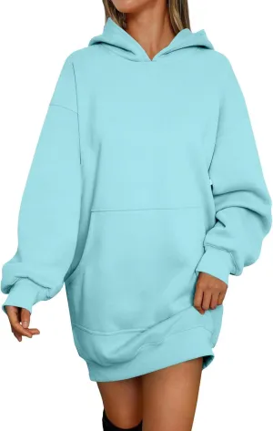 lcyhony Women's Fleece Oversized Sweatshirt Y2k Loose Comfy Hoodie Dress Winter Warm Long Sleeve Pullover Tops with Pockets