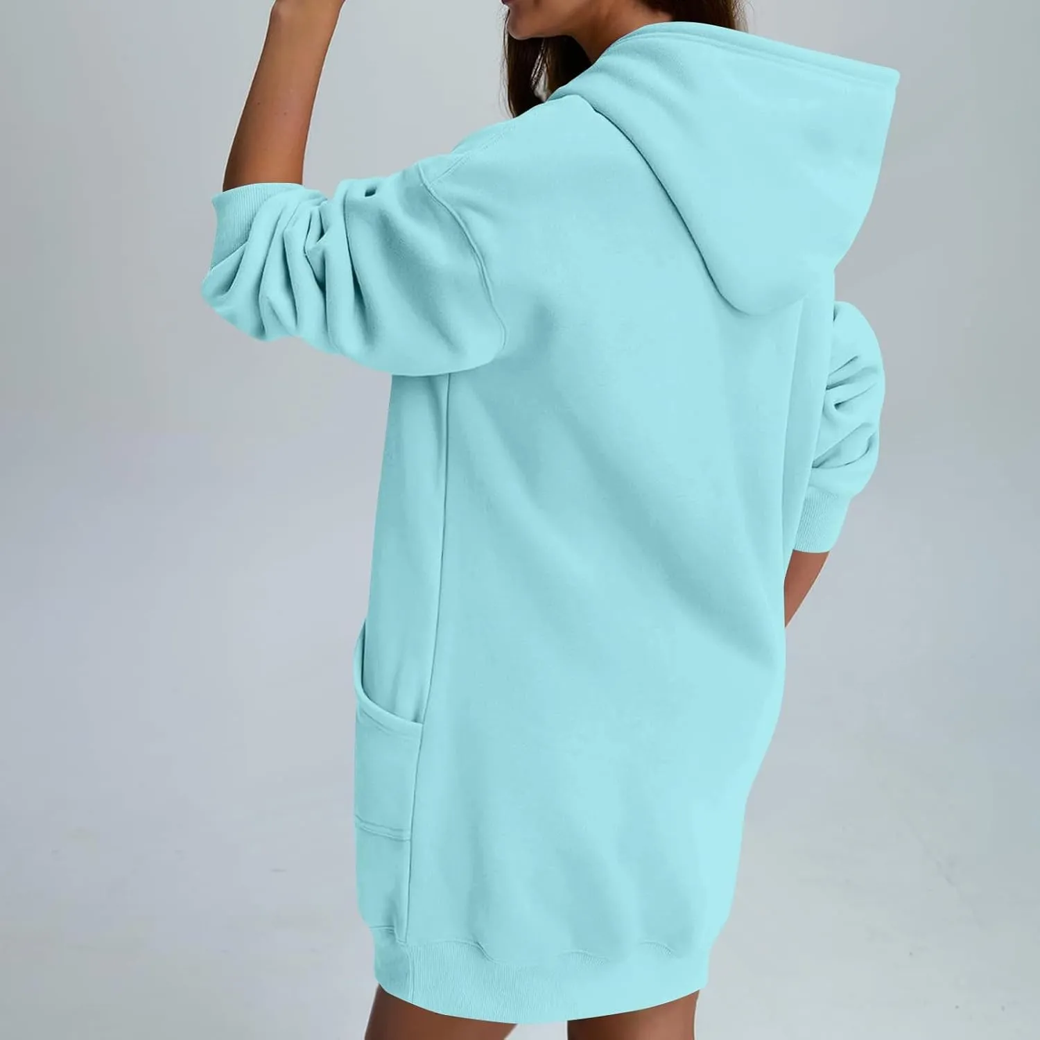 lcyhony Women's Fleece Oversized Sweatshirt Y2k Loose Comfy Hoodie Dress Winter Warm Long Sleeve Pullover Tops with Pockets