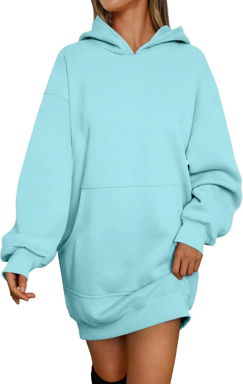 lcyhony Women's Fleece Oversized Sweatshirt Y2k Loose Comfy Hoodie Dress Winter Warm Long Sleeve Pullover Tops with Pockets