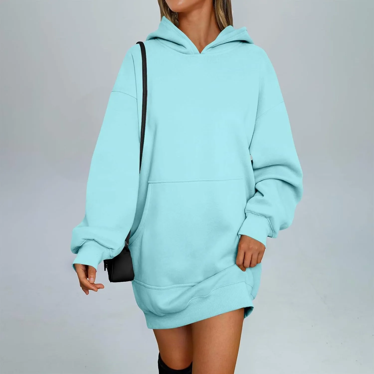 lcyhony Women's Fleece Oversized Sweatshirt Y2k Loose Comfy Hoodie Dress Winter Warm Long Sleeve Pullover Tops with Pockets