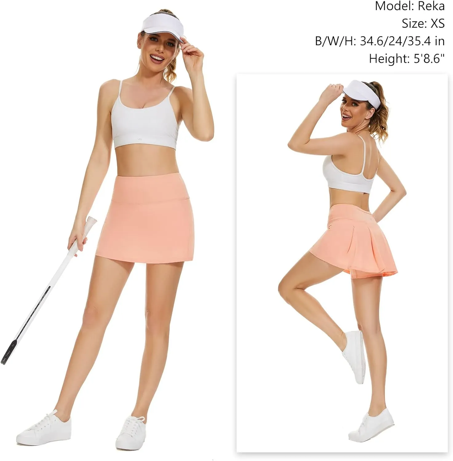 Lightbare Pleated Tennis Skirts for Women with Shorts Pockets High Waisted Athletic Golf Skorts UPF 50  Quick Dry Sports