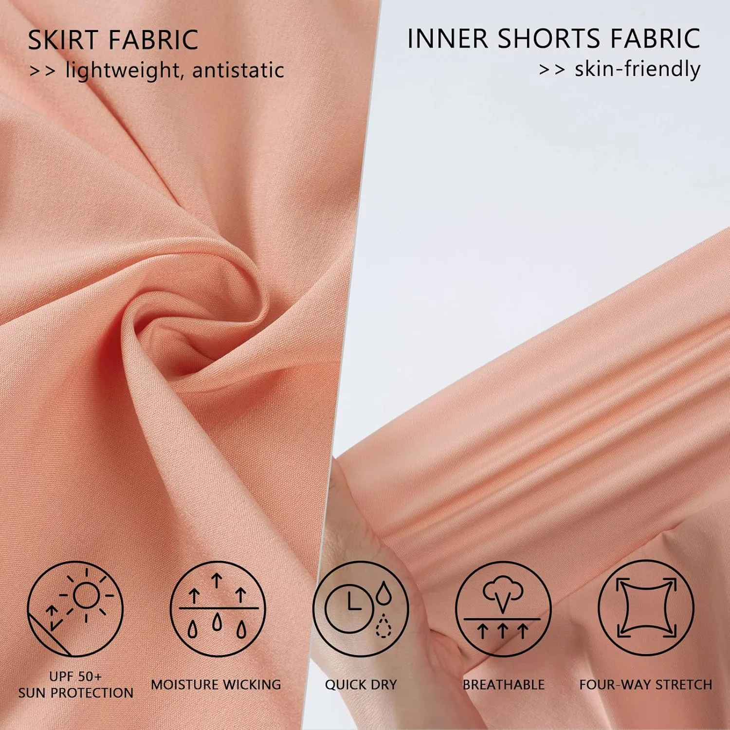 Lightbare Pleated Tennis Skirts for Women with Shorts Pockets High Waisted Athletic Golf Skorts UPF 50  Quick Dry Sports