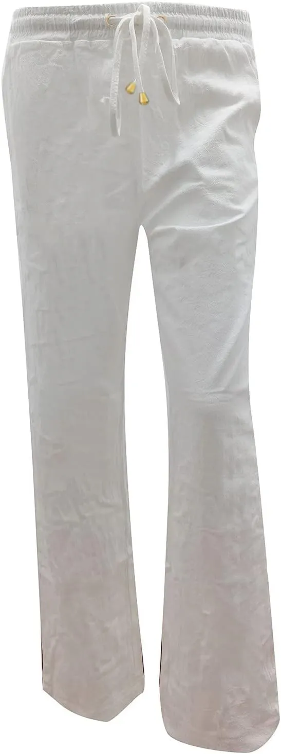 Linen Pants Women 2025 Summer Drawstring Trousers Pockets Casual Loose Wide Leg Lounge Pant for Beach Travel Vacation