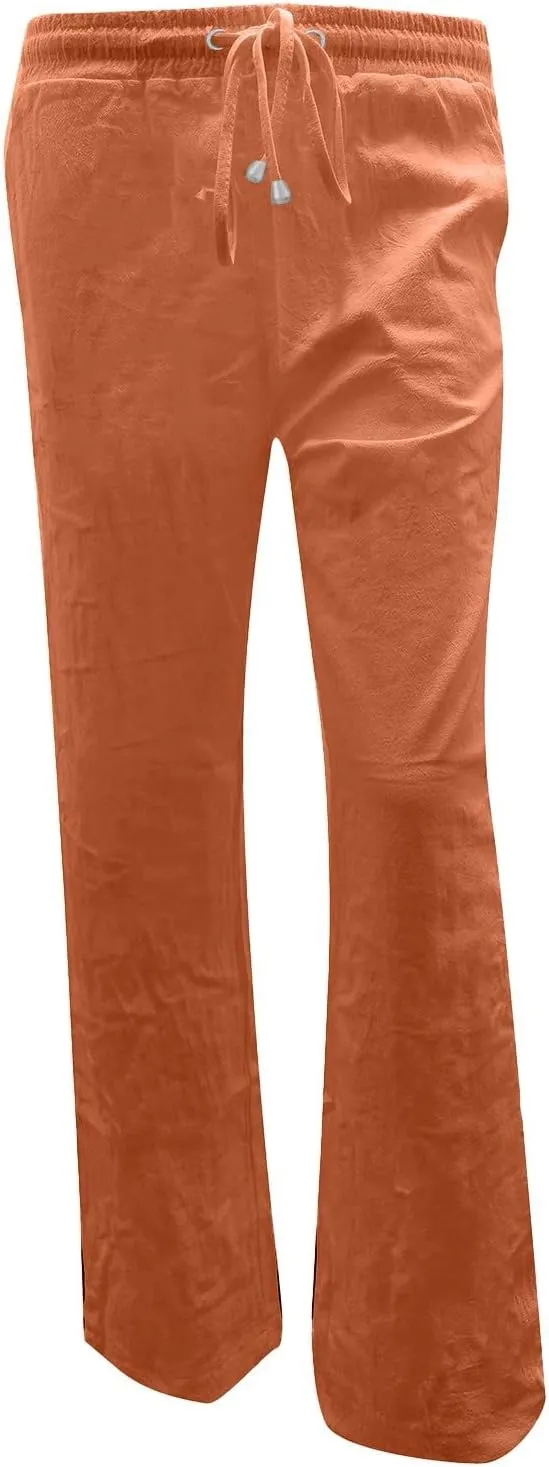 Linen Pants Women 2025 Summer Drawstring Trousers Pockets Casual Loose Wide Leg Lounge Pant for Beach Travel Vacation