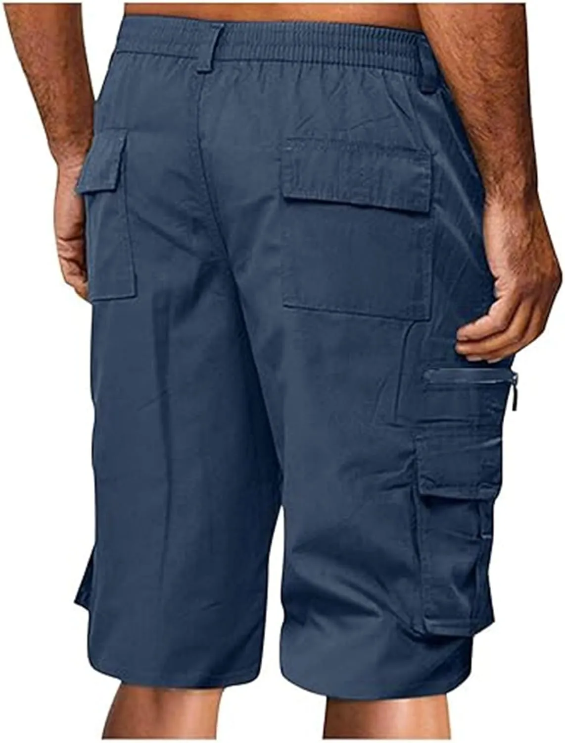 Linen Shorts Men for Casual Workwear Elastic Waist Men's Cargo Mens Cotton Everyday Wear Big and Tall Regular Fit