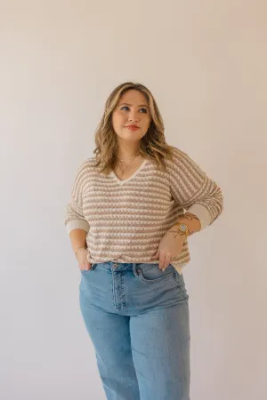 Long Sleeve Striped Crochet Sweater