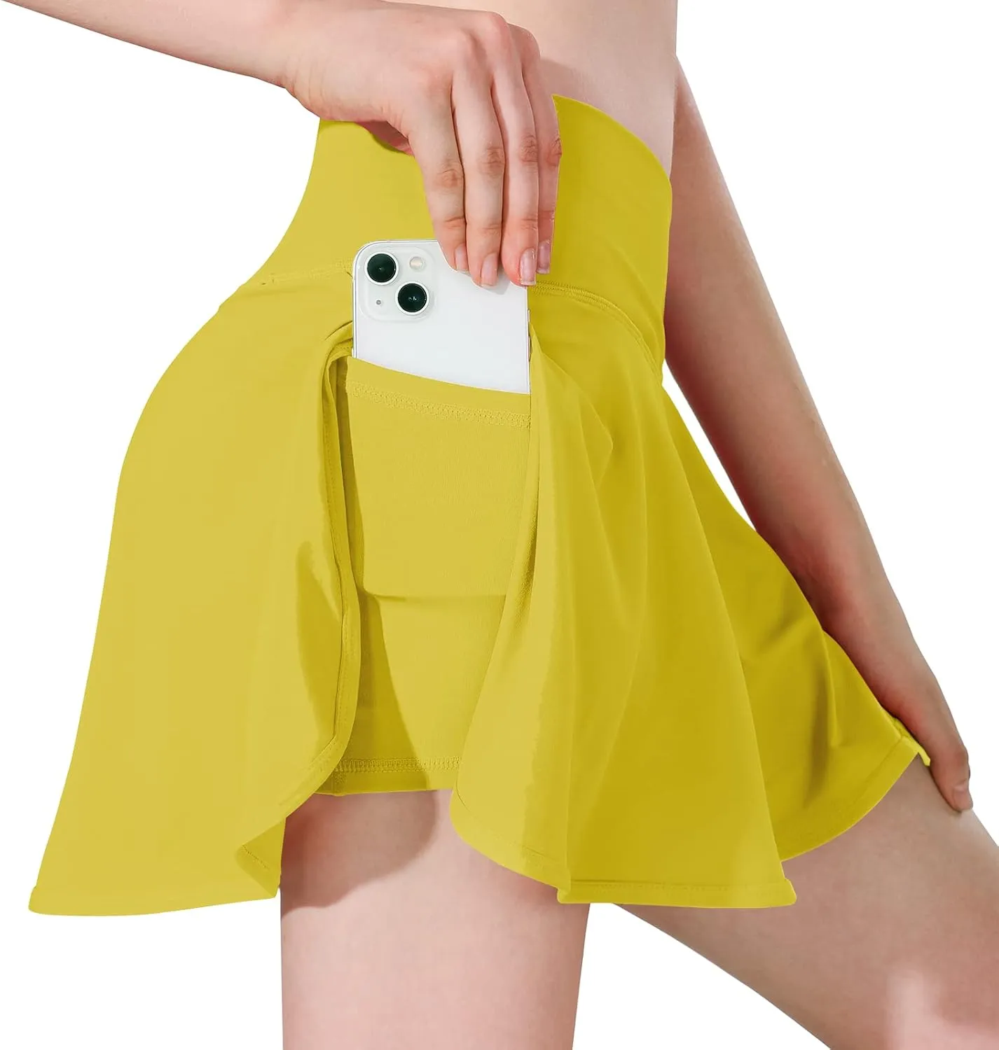 MCEDAR Pleated Crossover Tennis Skirt for Women with Pockets V High Waisted Crossbody Flowy Skirt Athletic Golf Skort