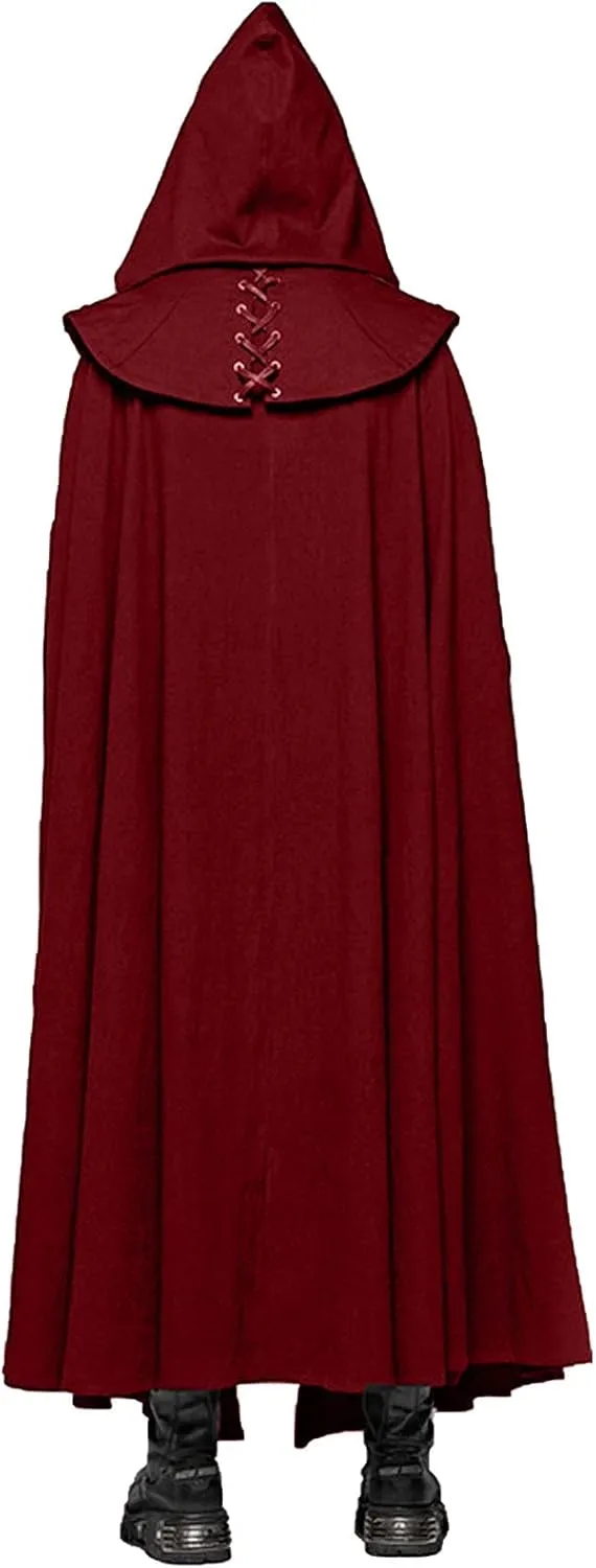 Medieval Cape with Hood for Women Plus Size Maxi Unisex Full Length Hooded Robe Cosplay Halloween Witch Cloak