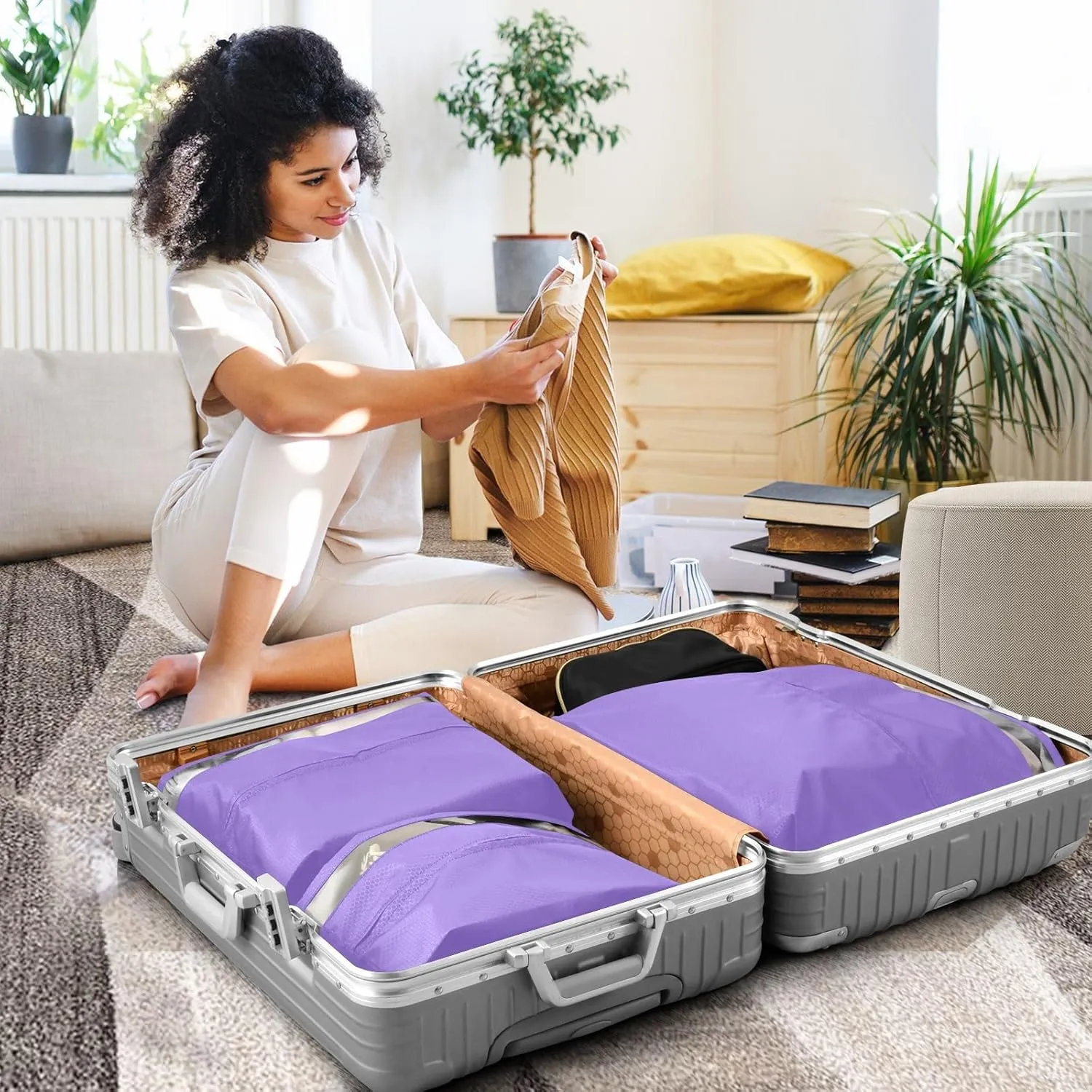 Medium Purple Travel Packing Bags 3 Set Packing Cubes for Suitcases Travel Organizer Bags for Luggage