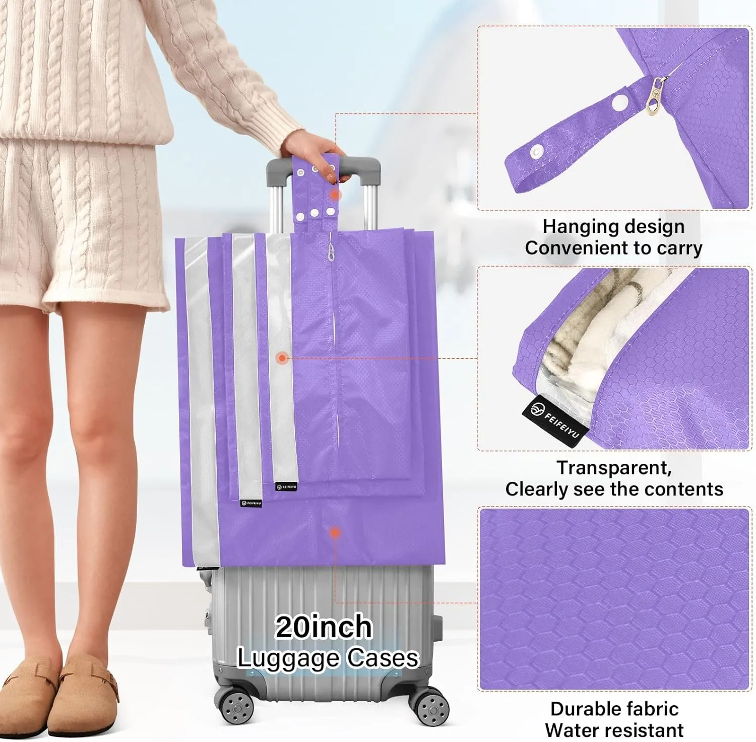Medium Purple Travel Packing Bags 3 Set Packing Cubes for Suitcases Travel Organizer Bags for Luggage