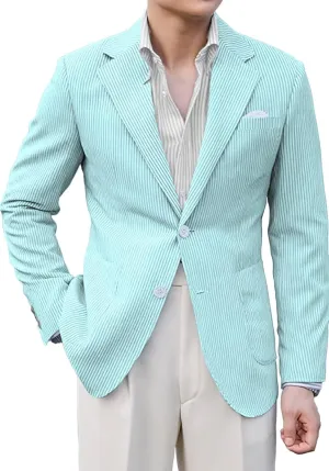 Men Seersucker Sports Jacket Suits Coat Classic Summer Blazer Seersucker Suit for Men Beach Wedding Tuxedo Blazers